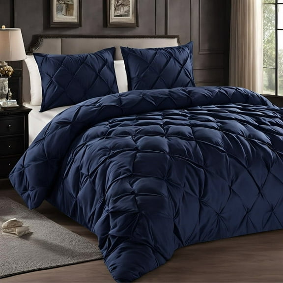 Pinch Pleated Duvet Cover Set 1200TC 100% Cotton 3-Piece, Pinch Duvet Cover, Pinch Pillowcase Zip & Tie Closure Pack of 1 (Super King_98 X 108 Inch)