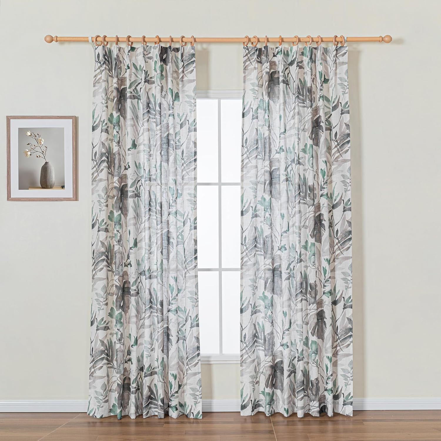 Pinch Pleated Floral Curtains 84 Inch Length for Living Room/Dining ...
