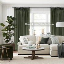 Pinch Pleated Linen Curtain Set, 2-Pack Olive Green 40"x90" - Semi Sheer Drapes for Homeowners & Decor Enthusiasts