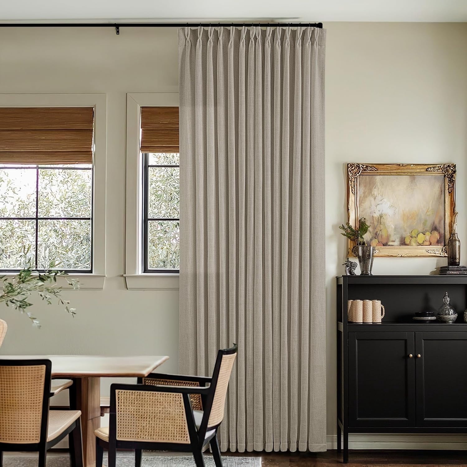 Pinch Pleated Linen Curtains 108 Inches Long for Living Room 2 Panels ...