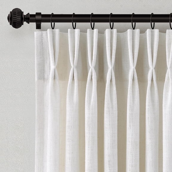 Pinch Pleated Linen Curtains 40"W x 90"L (2 Panel Set) Natural