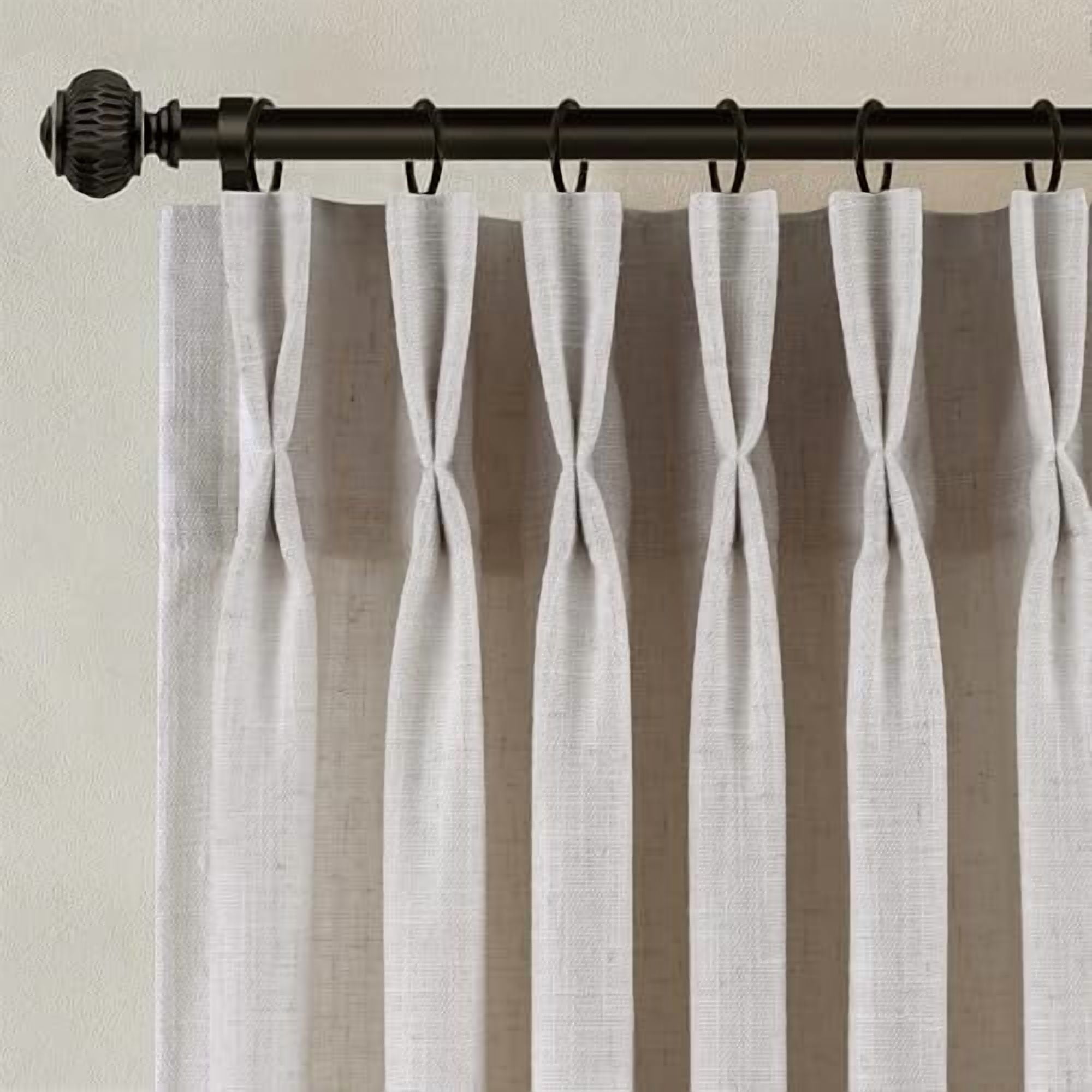 Pinch Pleated Linen Curtains 90 Inches Long 2 Panels for Living Room ...