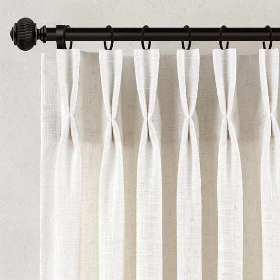 Pinch Pleated Linen Curtains 90 Inches Long for Living Dining Room Bedroom 2 Panel Set Natural Cream Birch Pinch Pleat Curtain 90 Inch Neutral Boho Floor to Ceiling Curtains Semi Sheer Linen Drapes
