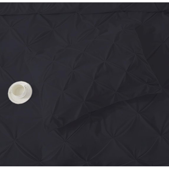 Pinch Pleated Pillow Shams - Super Soft 100% Egyptian Cotton 1000 Thread Count 2Pcs Pillow Shams - King Size (20" X 40") Inches, Black Solid