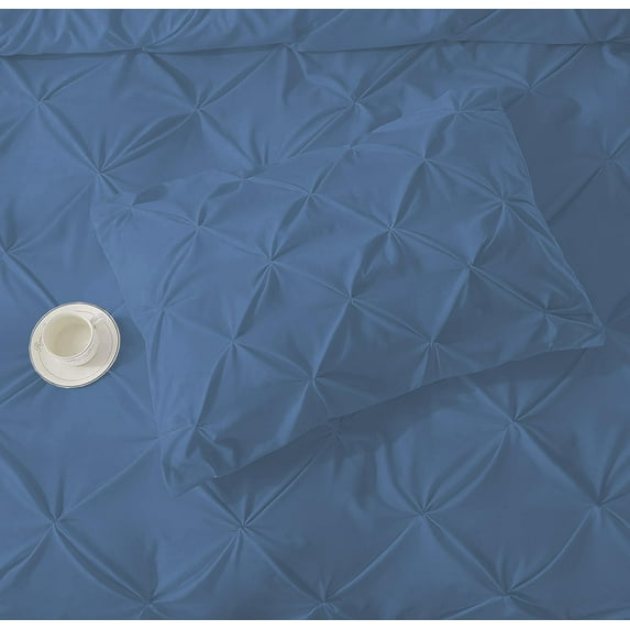 Pinch Pleated Pillow Shams - Super Soft 100% Egyptian Cotton 1000 Thread Count 2Pcs Pillow Shams - King Size (20" X 40") Inches, Medium Blue Solid