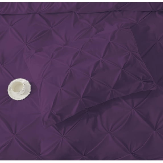 Pinch Pleated Pillow Shams - Super Soft 100% Egyptian Cotton 1000 Thread Count 2Pcs Pillow Shams - King Size (20" X 40") Inches, Plum Solid