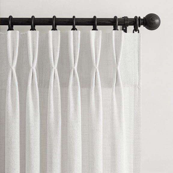Pinch Pleated Short Curta63 Inch Length 2 Panels Set For Kitchen Memory Shape Semi Sheer Thick Linen Textured Curtain Light Filtering Cafe Windows Drapes 50 Inches Wide