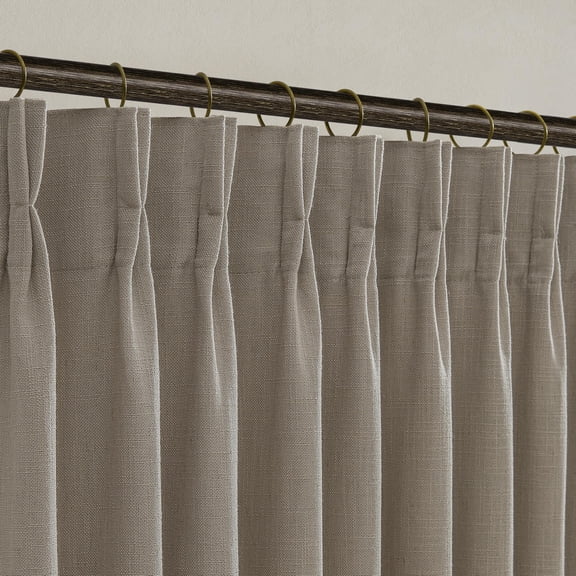 Pinch Pleated Taupe Linen Curta84 Inch Length 2 Panels Set For Living Room Semi Sheer Window Drapes Light Filtering Burlap Flax Pleat Bedroom Curtain Tab 50x84 Inches Burlywood Birch