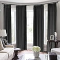 thumbnail image 1 of Pinch Pleated blackout 100% Polyester Blend Curtains Room Darkening Curtains Traverse Rod Living Room Bedroom Meetingroom Club Theater Patio Door (1 Panel , 100" W By 108" L) { Black }, 1 of 5