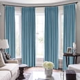 thumbnail image 1 of Pinch Pleated blackout 100% Polyester Blend Curtains Room Darkening Curtains Traverse Rod Living Room Bedroom Meetingroom Club Theater Patio Door (1 Panel , 84" W By 72" L) { Light Blue }, 1 of 5
