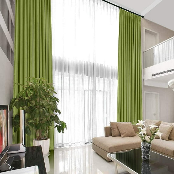 Pinch Pleated blackout 100% Polyester Blend Curtains Room Darkening Curtains Traverse Rod Living Room Bedroom Meetingroom Club Theater Patio Door (1 Panel , 84" W By 120" L) { Olive Green }