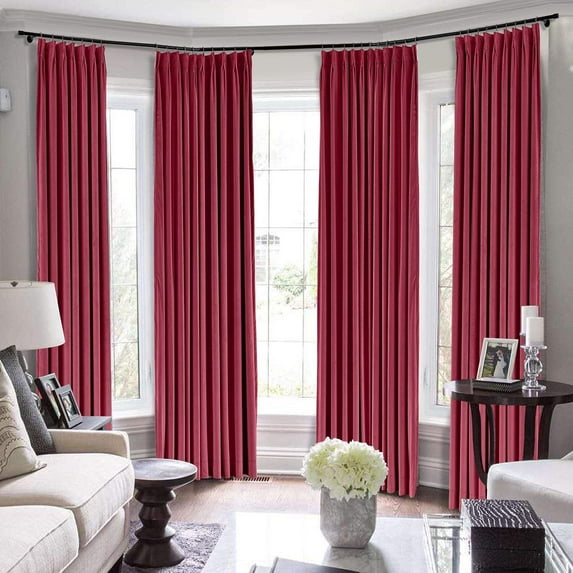Pinch Pleated blackout 100% Polyester Blend Curtains Room Darkening Curtains Traverse Rod Living Room Bedroom Meetingroom Club Theater Patio Door (1 Panel , 100" W By 120" L) { Burgundy }