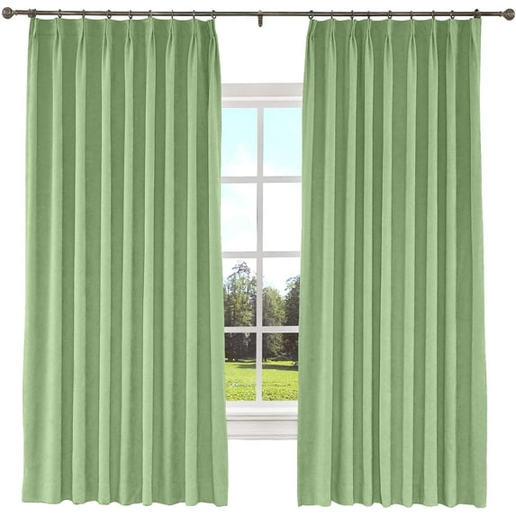 Pinch Pleated blackout 100% Polyester Blend Curtains Room Darkening Curtains Traverse Rod Living Room Bedroom Meetingroom Club Theater Patio Door (1 Panel , 84" W By 108" L) { Sage Green }