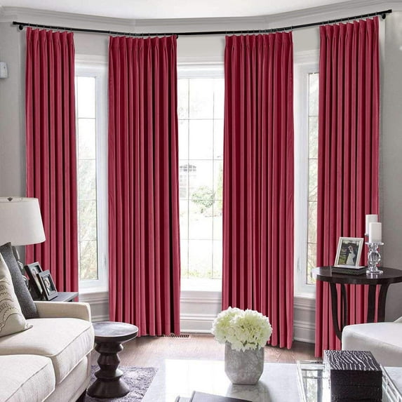 Pinch Pleated blackout 100% Polyester Blend Curtains Room Darkening Curtains Traverse Rod Living Room Bedroom Meetingroom Club Theater Patio Door (1 Panel , 84" W By 108" L) { Burgundy }