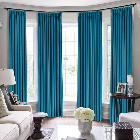 Pinch Pleated blackout 100% Polyester Blend Curtains Room Darkening Curtains Traverse Rod Living Room Bedroom Meetingroom Club Theater Patio Door (1 Panel , 100" W By 120" L) { Turquoise }