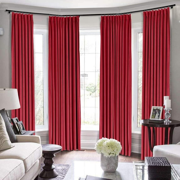 Pinch Pleated blackout 100% Polyester Blend Curtains Room Darkening Curtains Traverse Rod Living Room Bedroom Meetingroom Club Theater Patio Door (1 Panel , 100" W By 108" L) { Brick Red }