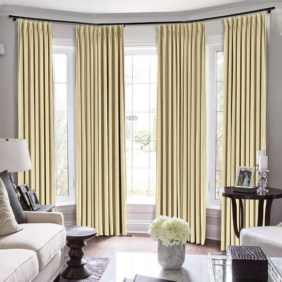 Pinch Pleated blackout 100% Polyester Blend Curtains Room Darkening Curtains Traverse Rod Living Room Bedroom Meetingroom Club Theater Patio Door (1 Panel , 100" W By 72" L) { Beige }