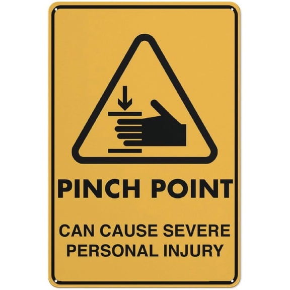 Pinch Point Can Cause Severe Personal Injury Hand Sign Metal 12X8 Inch Rust Free Aluminum Ink Printing Durable Weatherproof Outdoor for Home