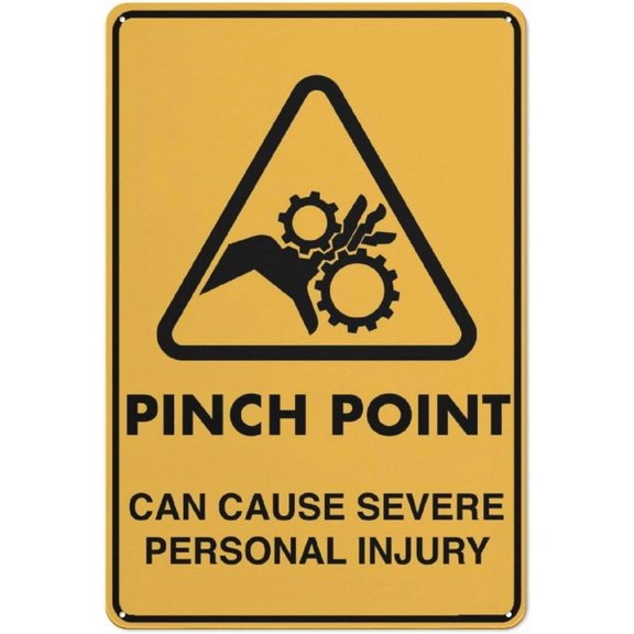 Pinch Point Can Cause Severe Personal Injury Warning Metal Tin Sign 8x12 Inch Caution Plaque Signage Marker for Industrial Facility Factory Warehouse Workshop Home Business Outdoor Indoor Wall Decor