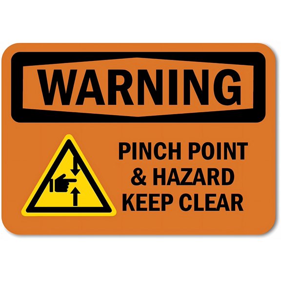 Pinch Point Hazard Keep Clear Warning Sign - 8"x12" Durable Tin Wall Decor for Home Garage Yard Workplace, Factory Machinery, Pinch Point Safety