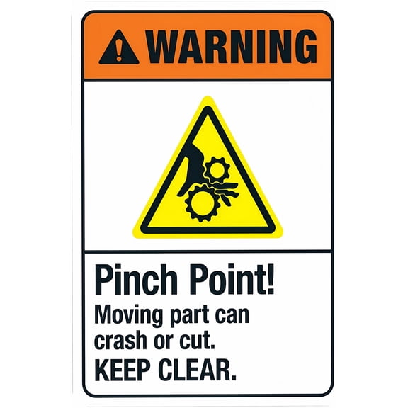 Pinch Point Moving Part Crash Or Cut Keep Clear Warning Sign - 8"x12", Security Metal Decor for Business, Office, Home, Street, Road, Industrial Zones
