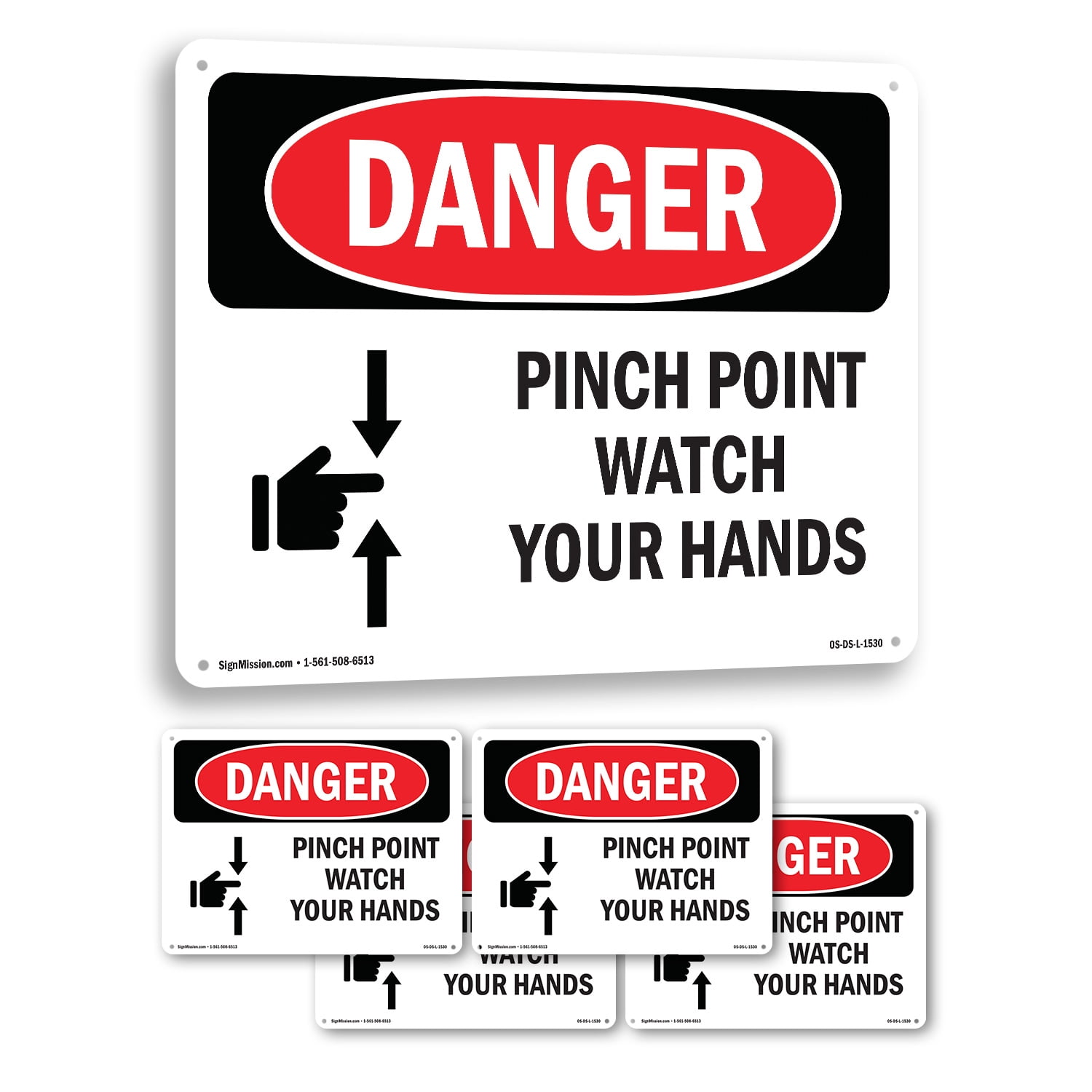 Pinch Point Watch Your Hands OSHA Danger Rigid Plastic Sign 24 Inch x ...