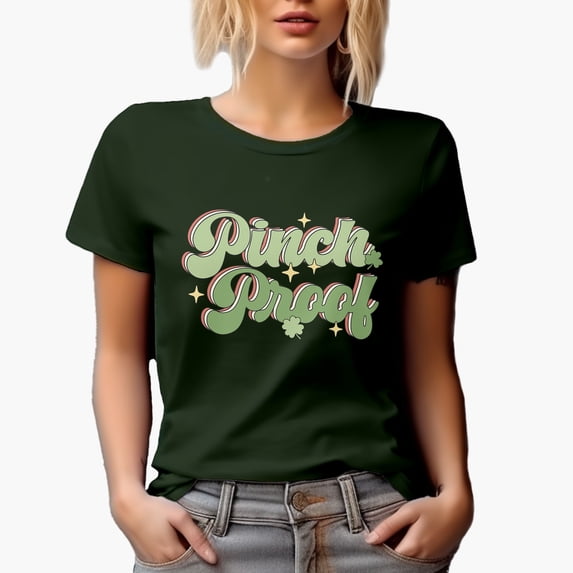 Pinch Proof, Leprechaun Humor, St. Patrick's Day Art Merch Gift, Military Green T-Shirt, Large