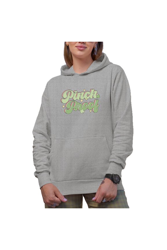Pinch Proof, St. Patrick's Day Art Merch Gift, Heather Grey Hooded Sweatshirt or Hoodie, XL