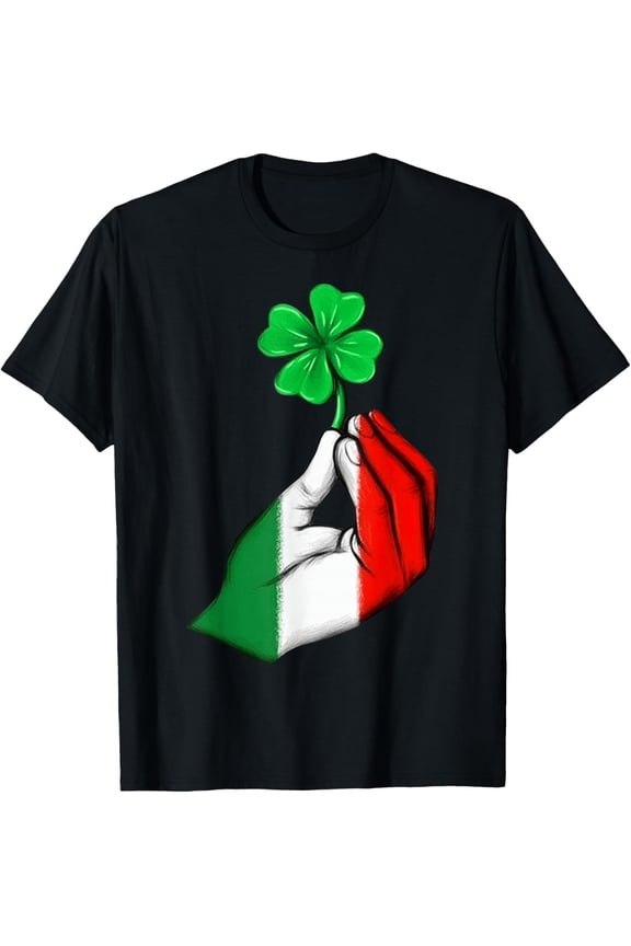 Pinched Hand Clover Italian Flag St. Patrick'S Day Shamrock Womens T-Shirt
