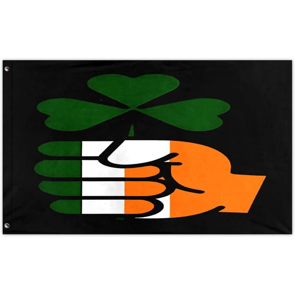 Pinched Hand Clover St. Patrick's Day Double-layer Flags Outdoor Trippy Flag For Room Guys 3x5 Ft Outdoor Banner For Beach 90X150 cm,Retirement Gifts For Friends