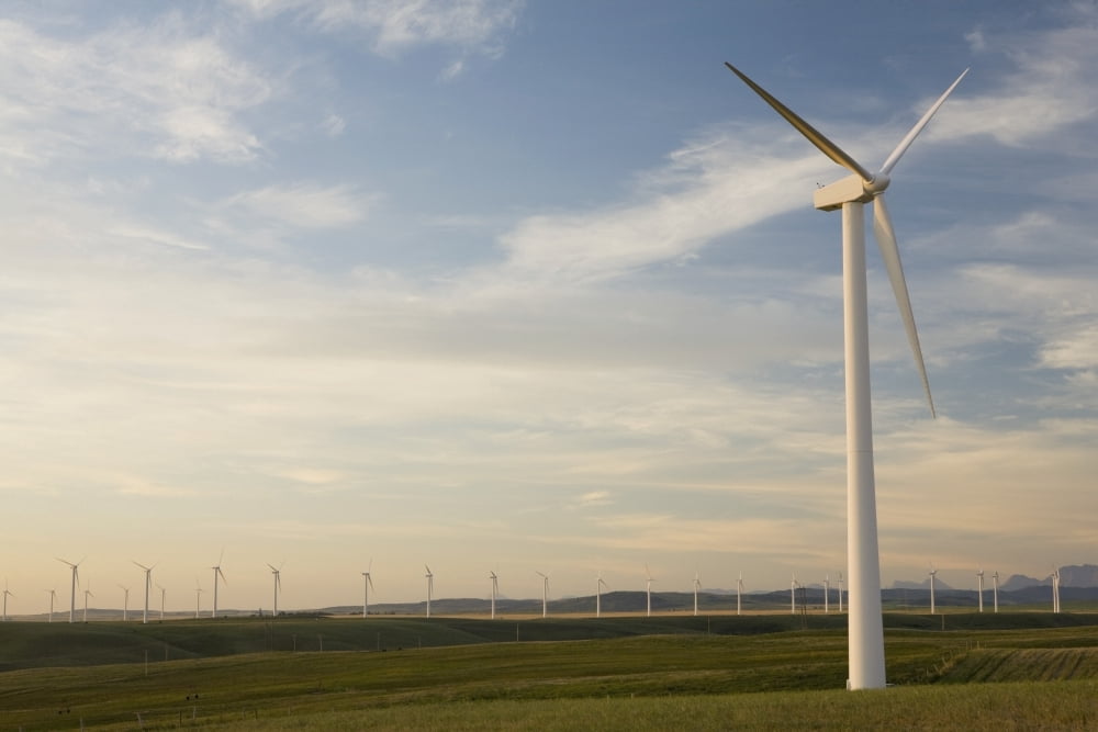 Pincher Creek Alberta Canada Wind Mill Farm Canvas Art - Michael Interisano Design Pics (19 x 12)
