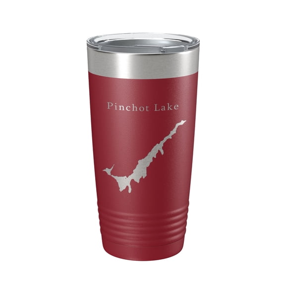 Pinchot Lake Map Tumbler Travel Mug Insulated Laser Engraved Coffee Cup Pennsylvania 20 oz Maroon