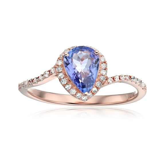Pinctore 10KT GOLD Tanzanite,Diamond Solitaire Ring