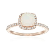 Pinctore 10k Rose Gold Ethiopian Opal and Diamond Halo Engagement Ring