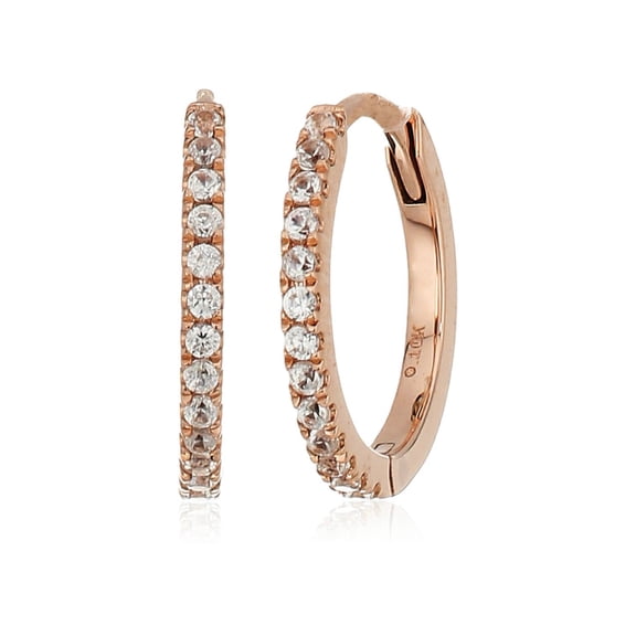 Pinctore 10k Rose Gold White Zircon Small Hoop Earrings