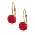 thumbnail image 1 of Pinctore 10k Yellow Gold Created Ruby Round Lever Dangle Earrings, 1 of 1