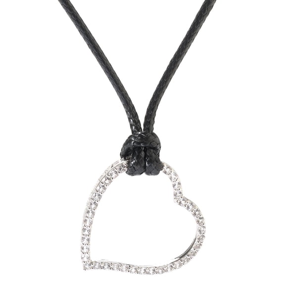 Pinctore Sterling Silver 1.6ctw White Topaz 'Love With All My Heart' Pendant With Cord