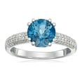 thumbnail image 1 of Pinctore Sterling Silver London Blue Topaz and Created White Sapphire Classic Ring, Size 7, 1 of 1