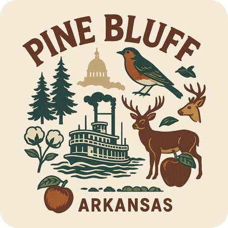 Pine Bluff Arkansas Keepsakes Souvenir Vinyl Sticker – Destination Travel Keepsake Collectible (3-Inches Wide)
