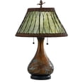 thumbnail image 1 of Pine Branch Motif Base Table Lamp in Bronze with Wicker Overlay on Green Mica Shade 17.5 inches W X 25 inches H Bailey Street Home 71-Bel-619345, 1 of 3
