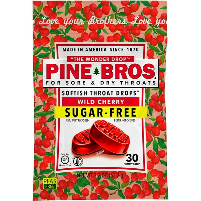 Pine Bros Softish Throat Drops Value Size Wild Cherry 30 Drops (24