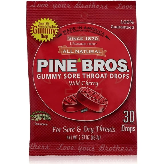 Pine Bros Softish Throat Drops Wild Cherry - 30 Drops (Pack of 6)