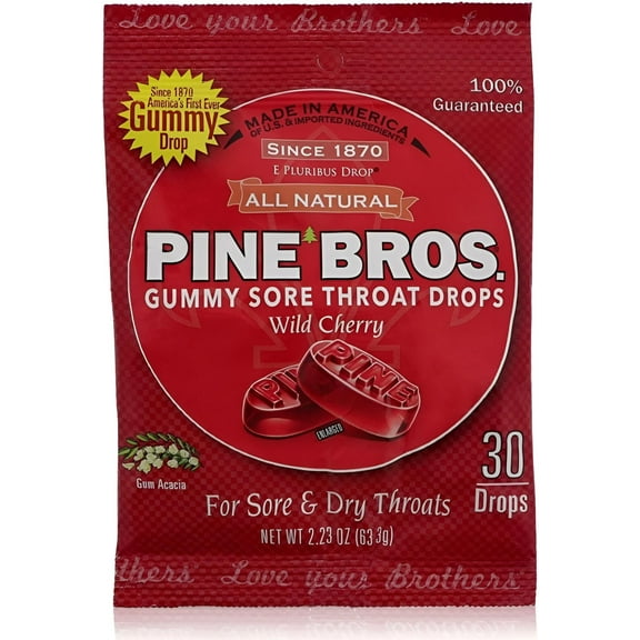 Pine Bros Softish Throat Drops Wild Cherry - 30 Drops (Pack of 6)