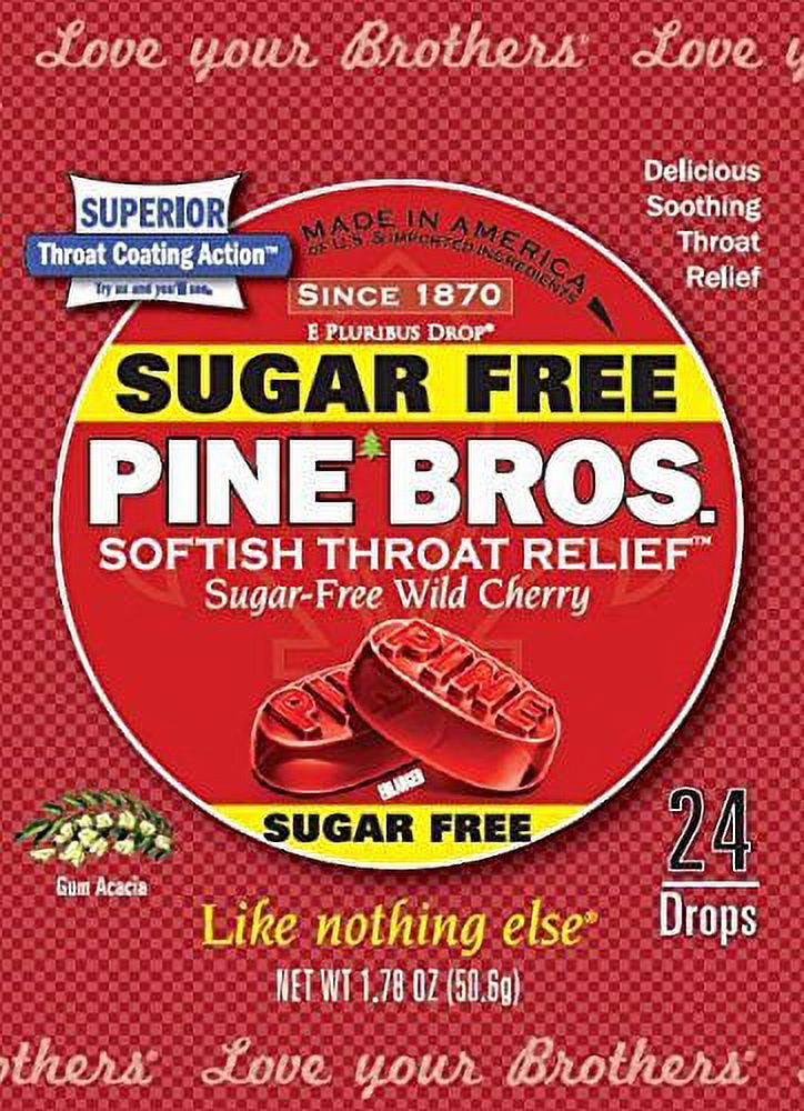Pine Bros Throat Drops Sugar Free Wild Cherry