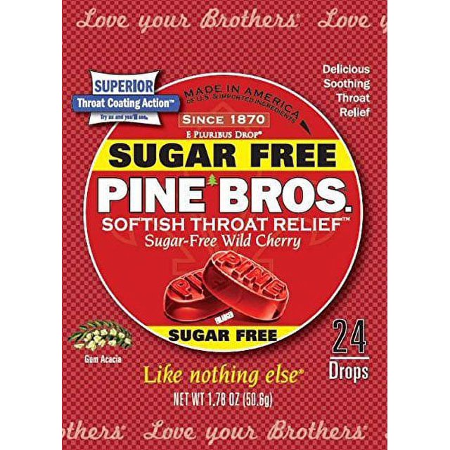 Pine Bros Throat Drops Sugar Free Wild Cherry