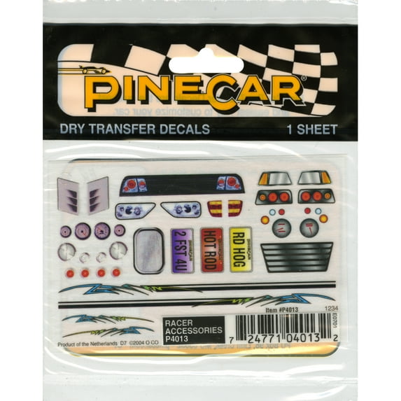 Pine Car Derby Dry Transfer Decal 3"X2.5" Sheet-Racer Accessories