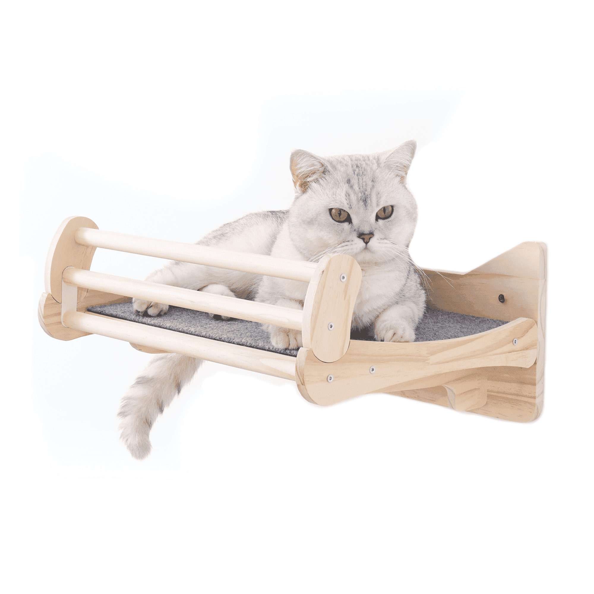 MIUZMORE Pine Cat Wall Shelves with Scratch Mat, Wall-Mounted Cat Shelves, Space-Saving Shelf for Cats