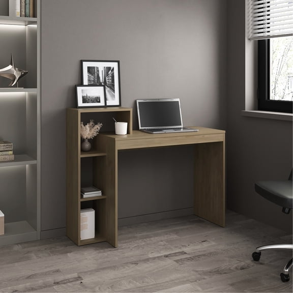 Pine Computer Desk With 3 Shelves, Construction, For Home Office Use, Organizes Decorative Items And Books Engineered Wood Fits Decor Function, Supplies