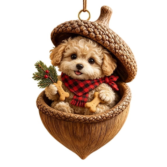 Pine Cone Animal Ornament, 3.15" Woodland Acorn Forest Animal for Christmas Tree Decoration, 2D Acrylic Cute Animals Decor for Holiday Keepsake Gifts