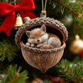 thumbnail image 1 of Pine Cone Animal Ornament, Woodland Acorn Forest Animal for Christmas Tree Decoration, 2D Acrylic Sleeping Animals Decor for Holiday Home Keepsake Gifts (E), 1 of 7